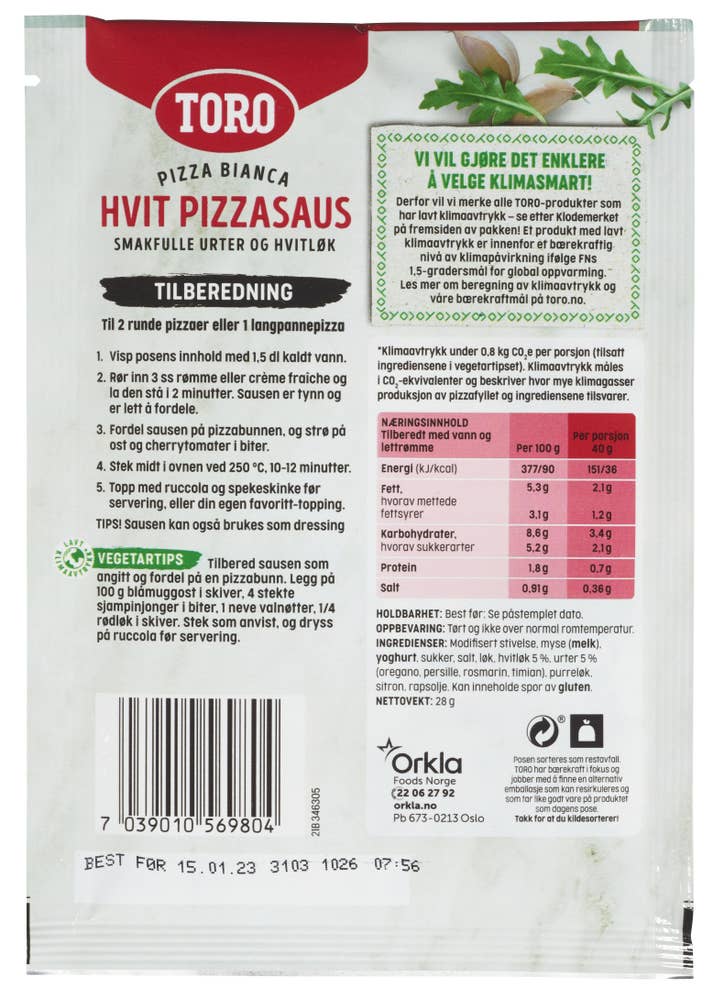 Toro Hvit pizzasaus