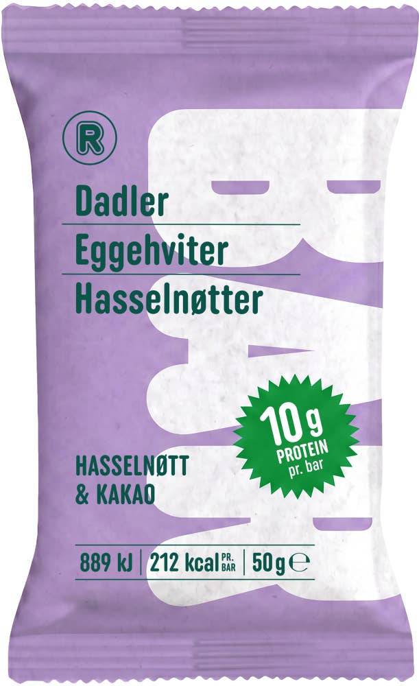 Proteinbar hasselnøtt & kakao 50 g