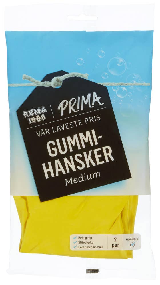 R Gummihansker Medium, 2 par