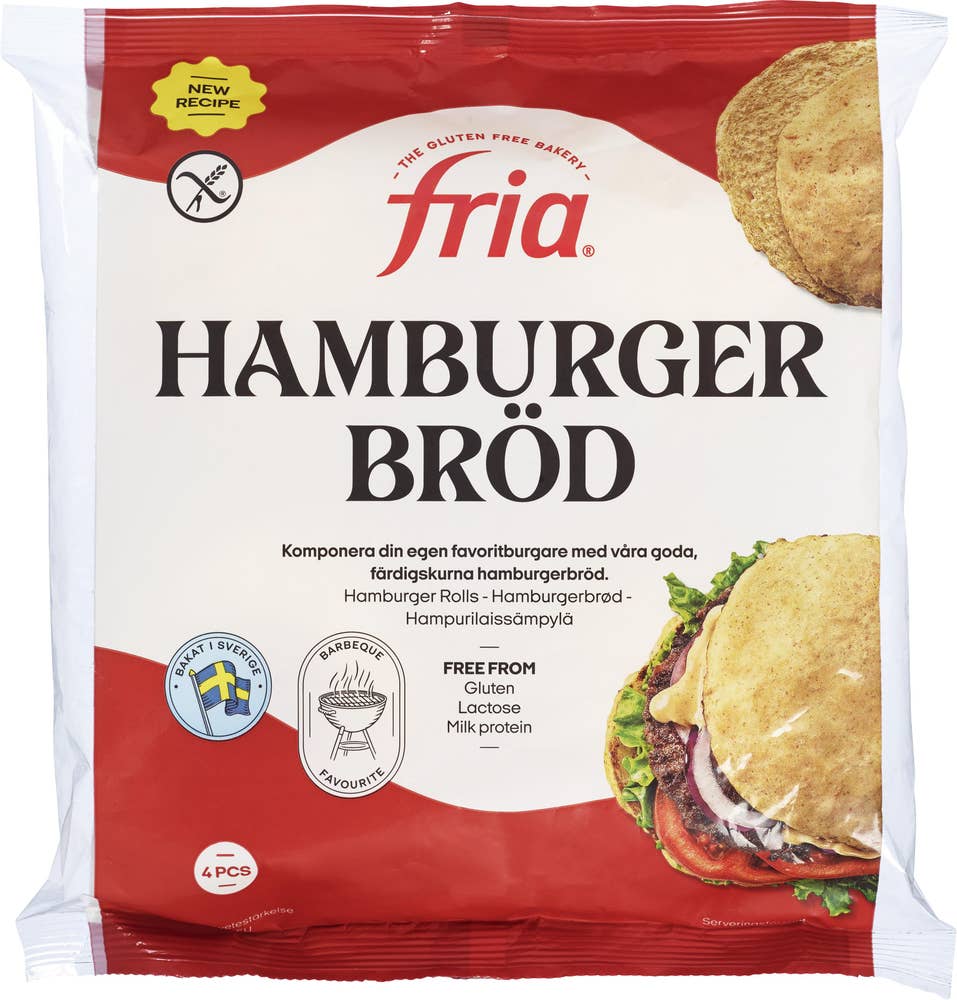 Fria Hamburgerbrød Glutenfri, 4 stk