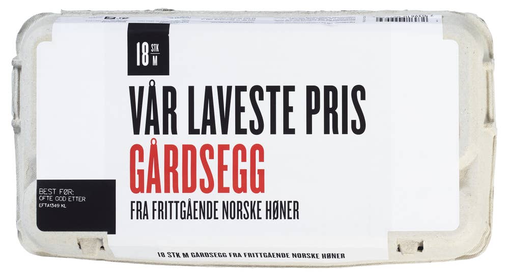 Vår Laveste Pris Egg fra frittgående norske høner Strl M, Egg fra frittgående norske høner