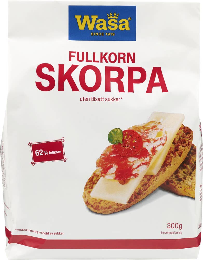 Wasa Fullkorn Skorper uten sukker