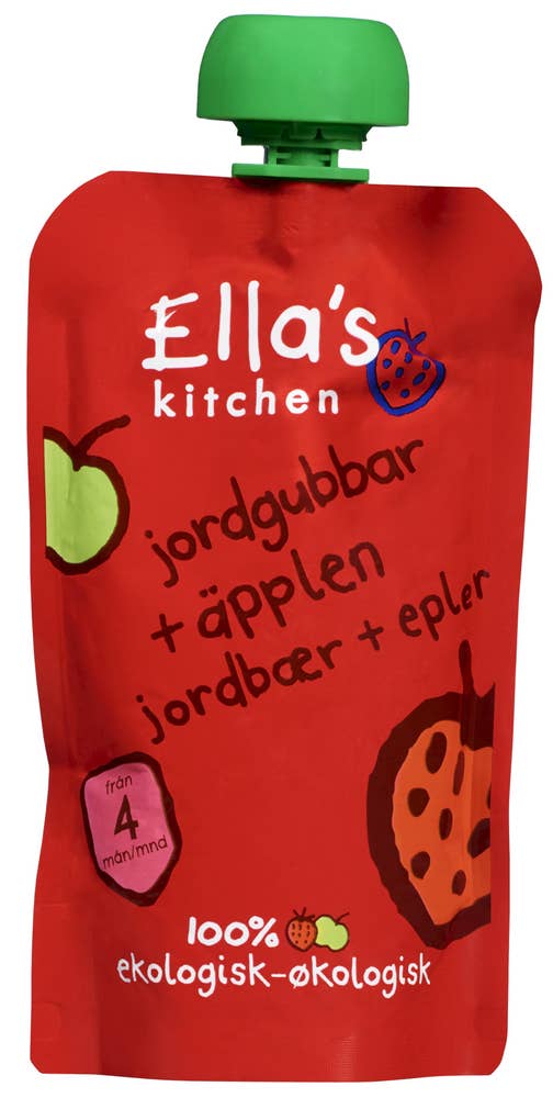 Ella's Kitchen Jordbær og eple Fra 4 mnd, økologisk