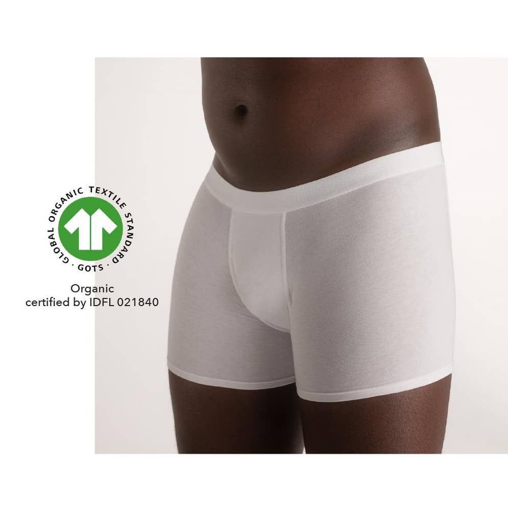 Inntil Bokser i økologisk bomull Sort og hvit, str. XL