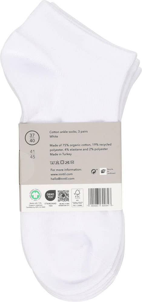 Inntil Ankelsokker i bomull Hvit, Str. 37-40