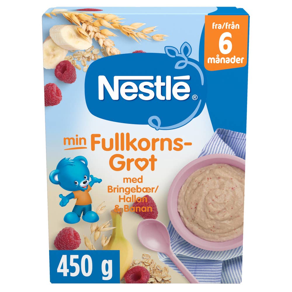 Nestlé Min Fullkornsgrøt bringebær og banan fra 6 mnd