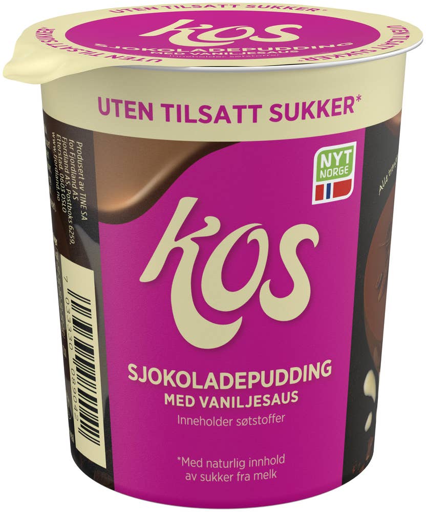KOS Sjokoladepudding med vaniljesaus Uten tilsatt sukker