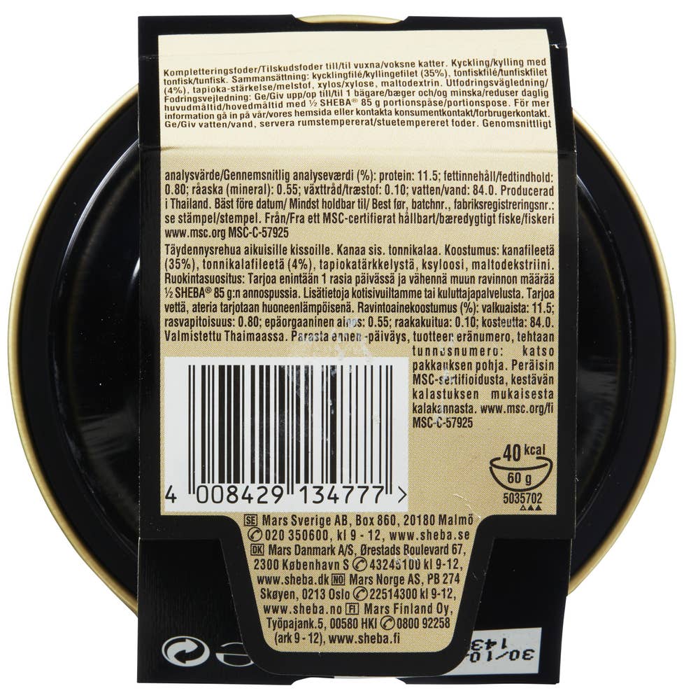 Sheba Filets Finest våtfôr til katter i skål Kylling med tunfisk