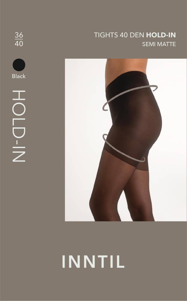 Inntil Strømpebukse Hold-In 40 DEN Sort, str. 36-40, semi-matt