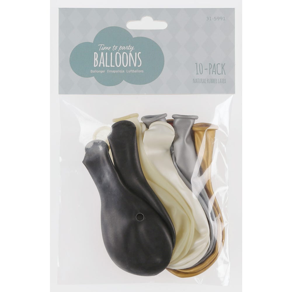 Clas Ohlson Ballonger, gull og sølv 10stk