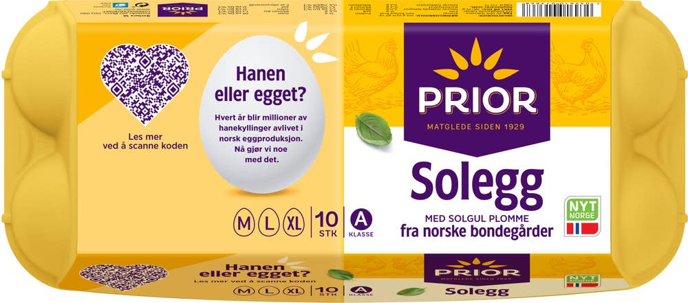Prior Solegg fra frittgående høner M/L/XL