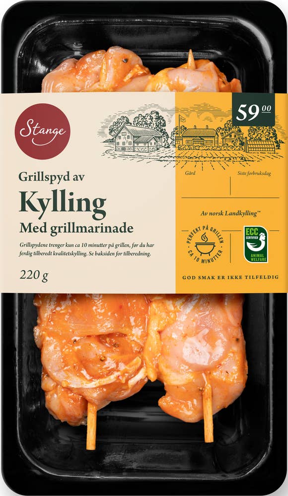 Stange Grillspyd av kylling med grillmarinade