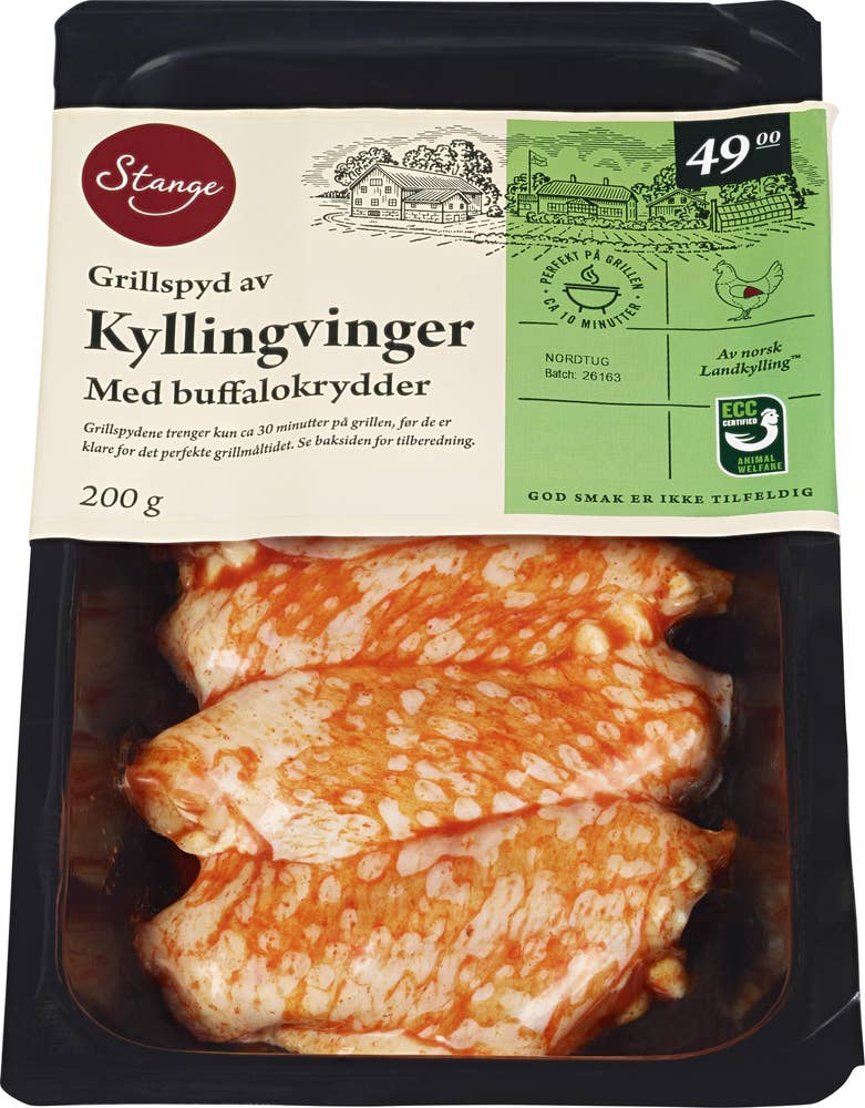 Stange Grillspyd med kyllingvinger buffalo