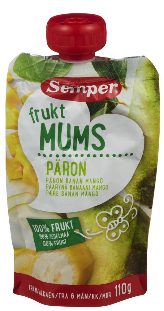 SEMPER Fruktmums Pære, Banan & Mango Fra 6 mnd