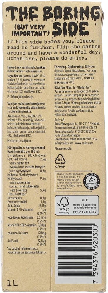 OATLY Havredrikk vaniljesmak