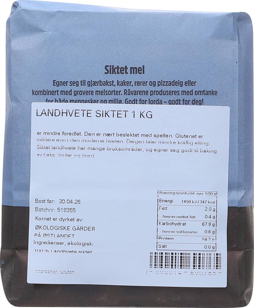 Holli Mølle Økologisk landhvetemel Siktet