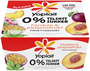 Yoplait Double 00% Fersken&Pasjon, 4x125g