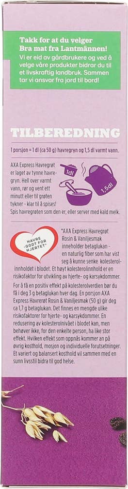 Axa Express havregrøt Rosin og vaniljesmak