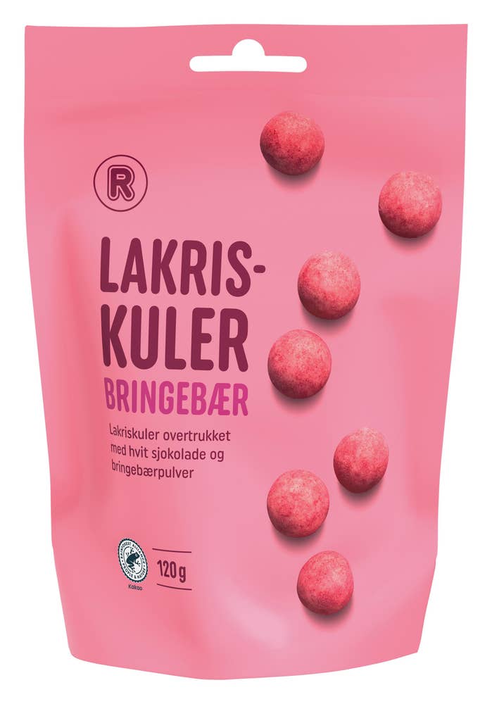R Lakriskuler med bringebærsmak