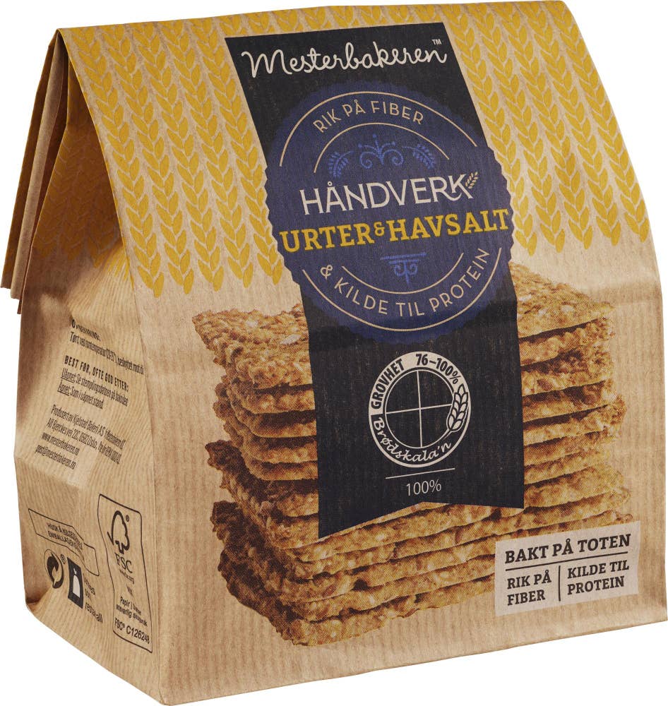 Mesterbakeren Knekkebrød urter og havsalt