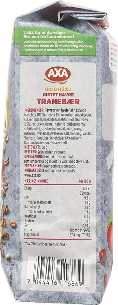 Axa Ristet havre & tranebær