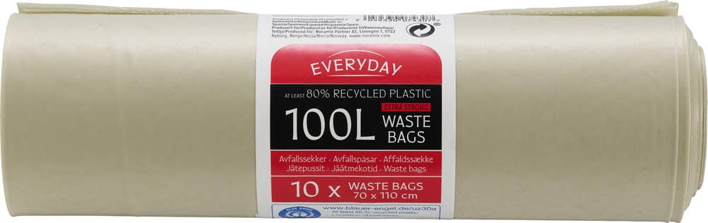 Everyday Avfallssekk semi-transparent 100 liter, 70x110cm, 55my