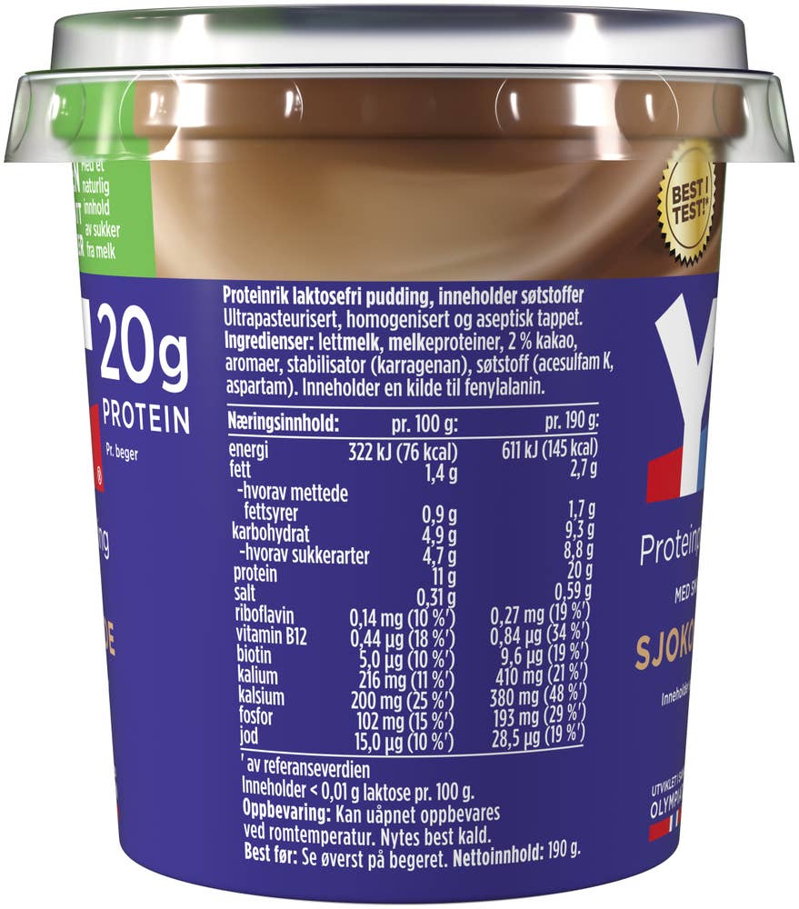 TINE YT proteinpudding med smak av sjokolade