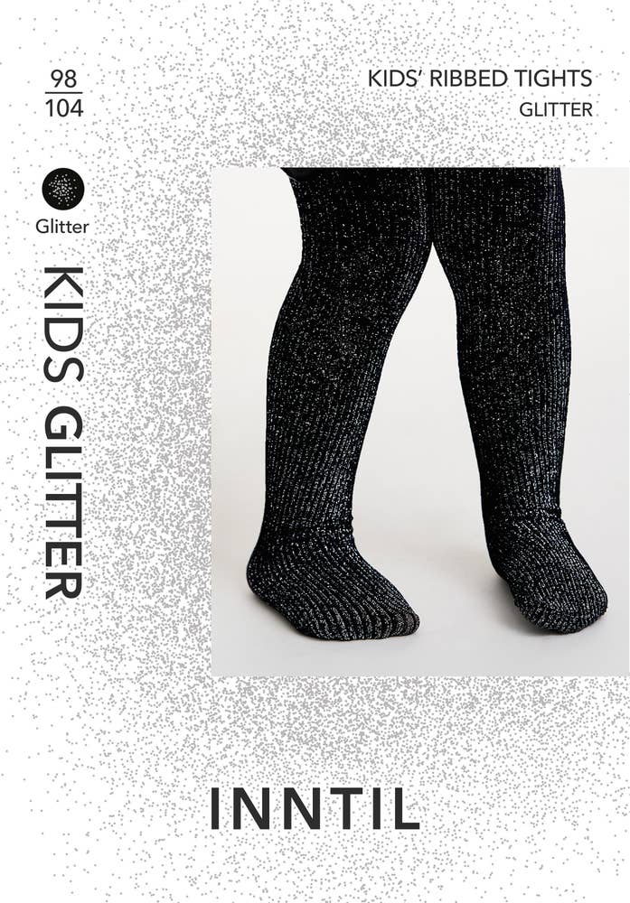 Inntil Sorte glittertights til barn Str 98-104