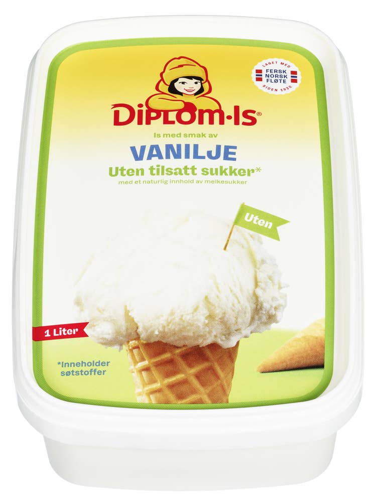 Diplom-is Vaniljeis uten tilsatt sukker