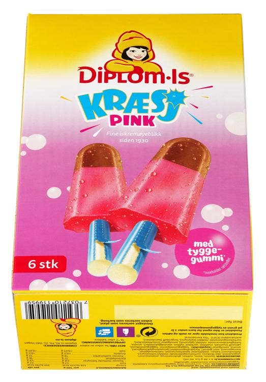 Diplom-is Kræsj Pink 6 stk