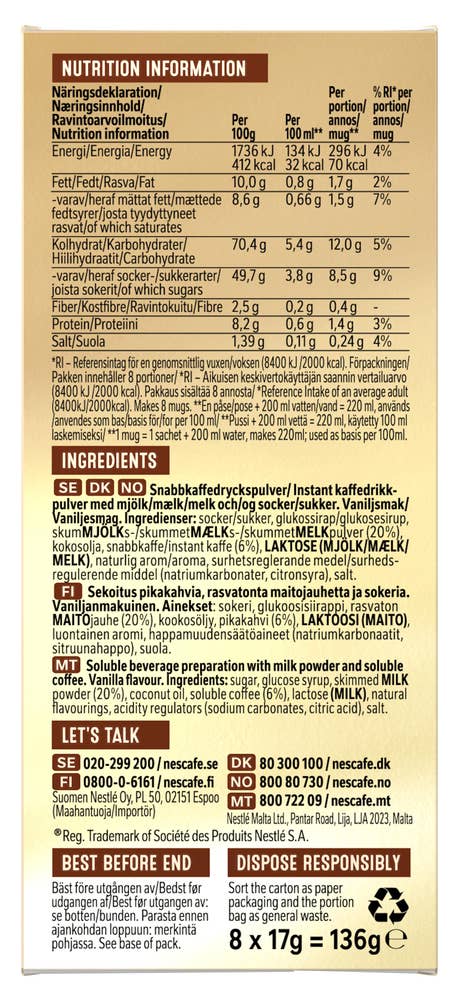 Nescafé Vanilla Latte 8 poser
