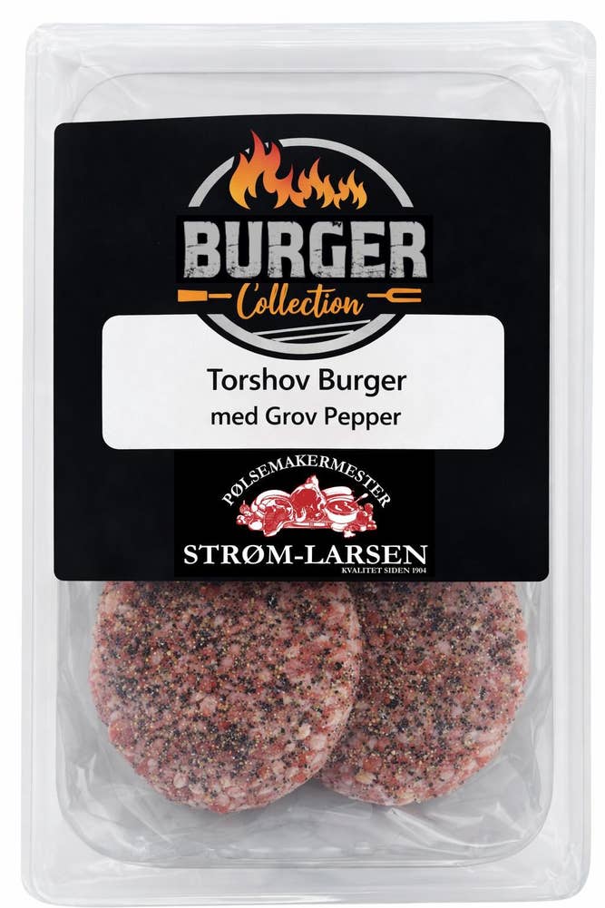 Strøm-Larsen AS Fersk Torshov Burger med Grov Pepper, 2 stk
