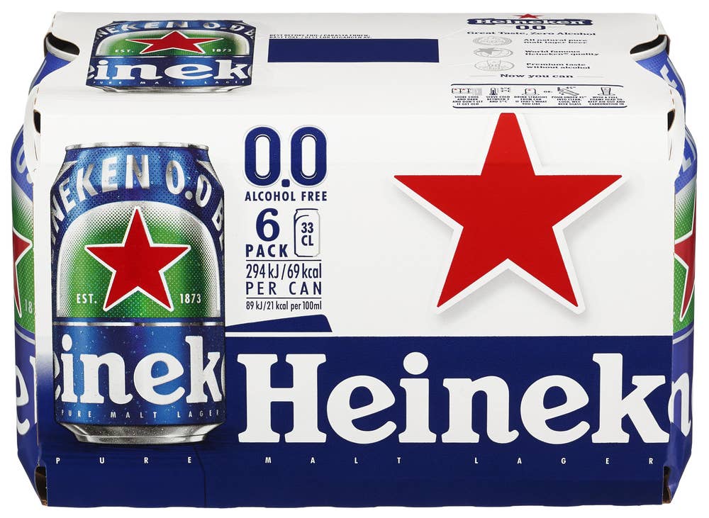 Heineken 0.0% Boks Alkoholfri, 6 x 0,33l