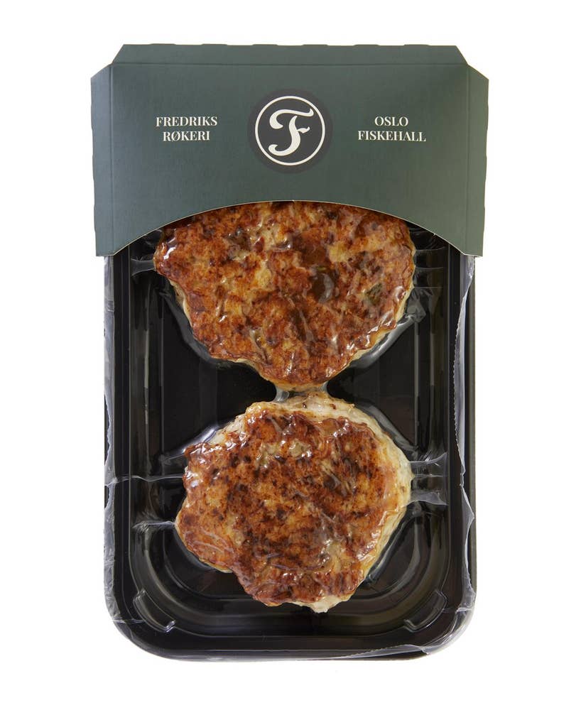 Seikarbonader med bakt løk 2x125gr, ca. 250 g