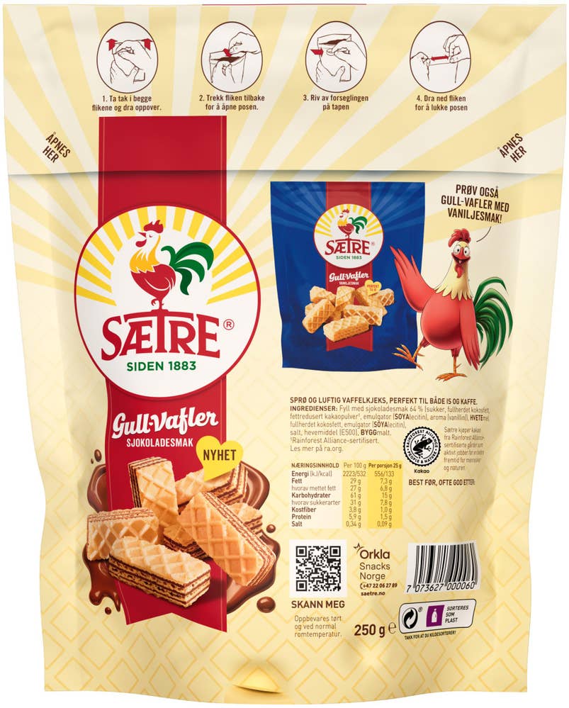Sætre Gullvafler sjokolade