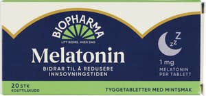 Biopharma Melatonin tyggetabletter 20 stk