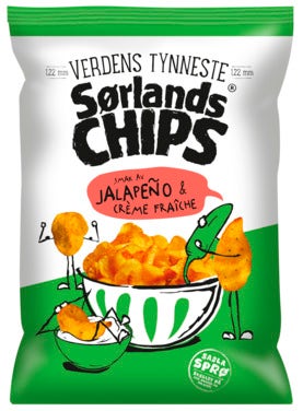 Sørlandschips Verdens Tynneste Jalapeño & Crème Fraîche