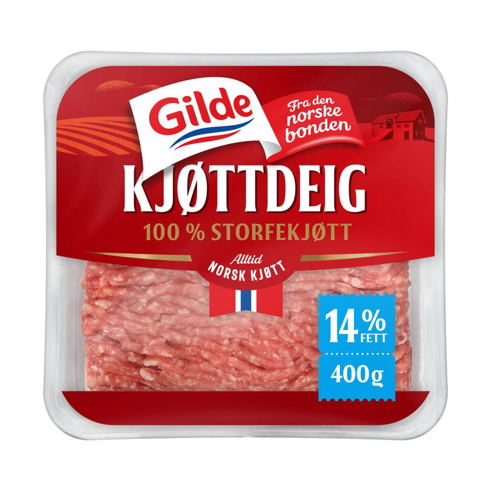 Gilde Kjøttdeig av 100% storfe 14% fett, uten salt og vann