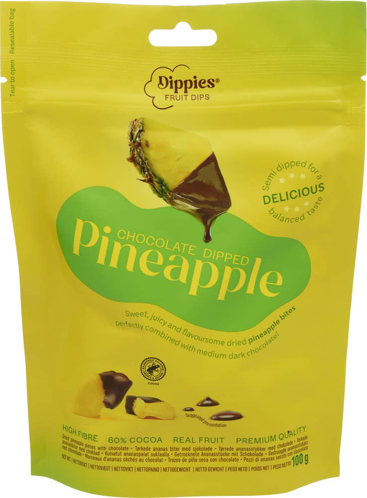 Dippies Tørket ananas dyppet i sjokolade