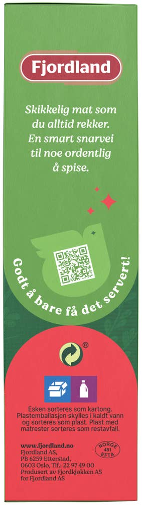 Fjordland Kyllingbryst Med urtesaus, gulrotpuré og skivede poteter