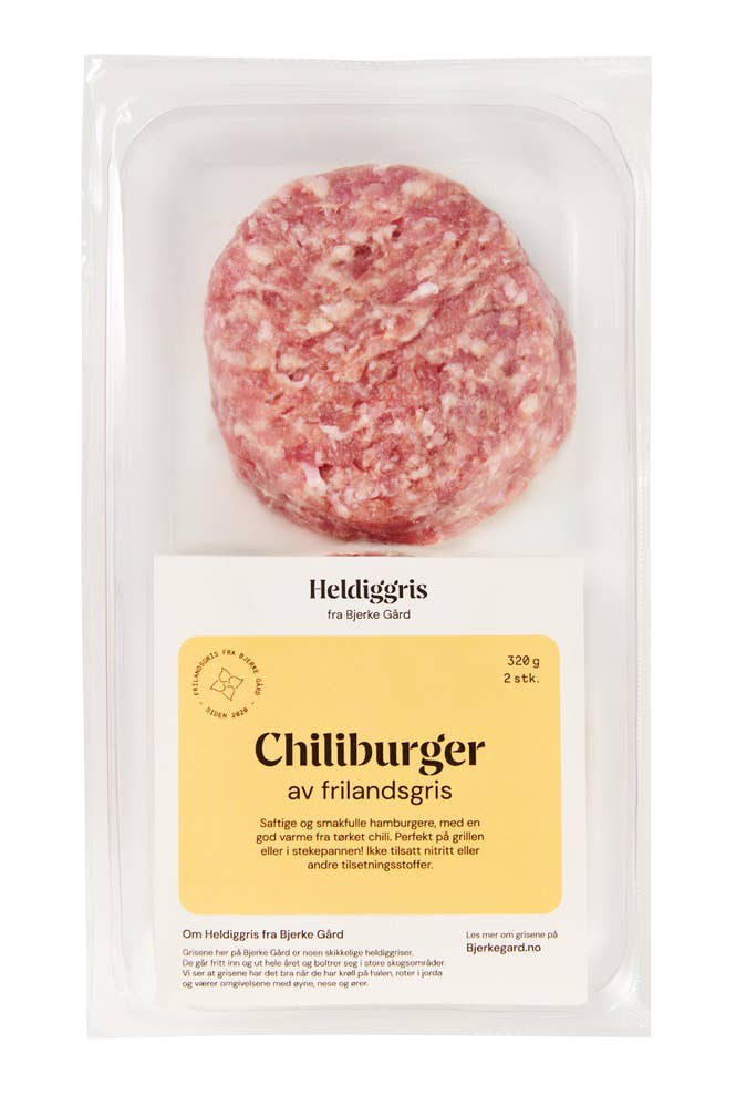 Heldiggris Chiliburger Frilandsgris 2 stk