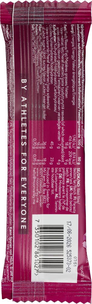 Moonvalley Økologisk proteinbar sjokolade & bringebær