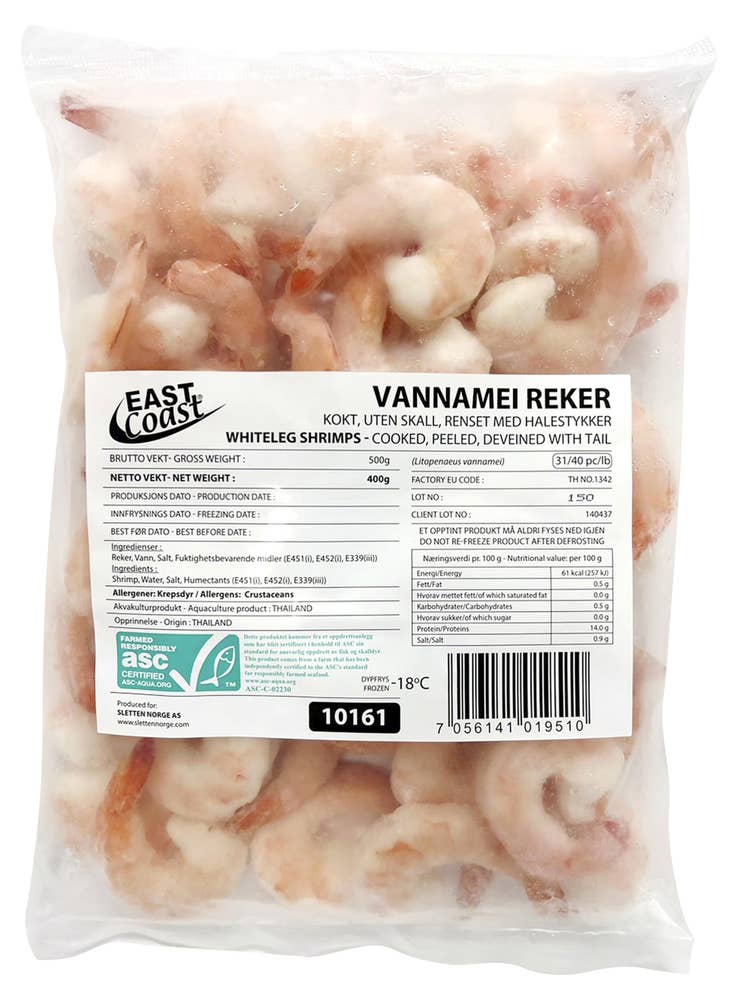 Ec Kokte vannamei reker Str 31/40