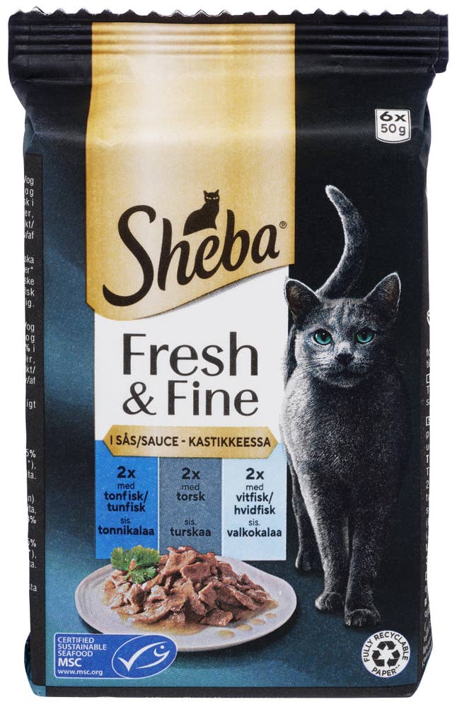 Sheba Fresh & Fine fisk Tunfisk, torsk og hvit fisk