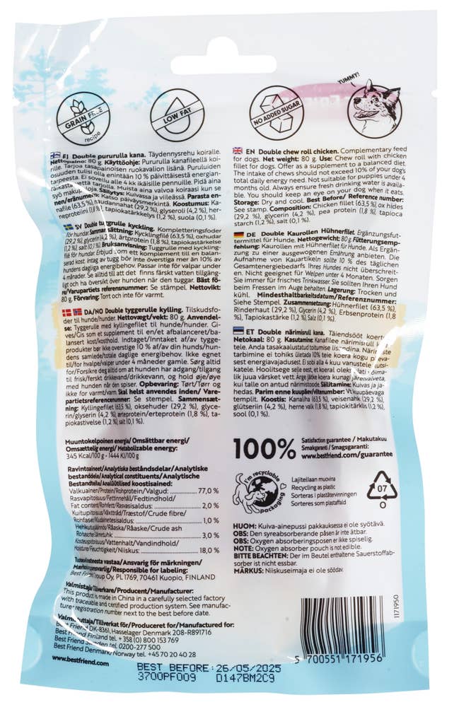 Best Friend Double tyggerulle kylling 3stk