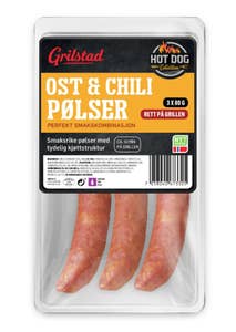 Grilstad Ost & Chilipølser 3 stk