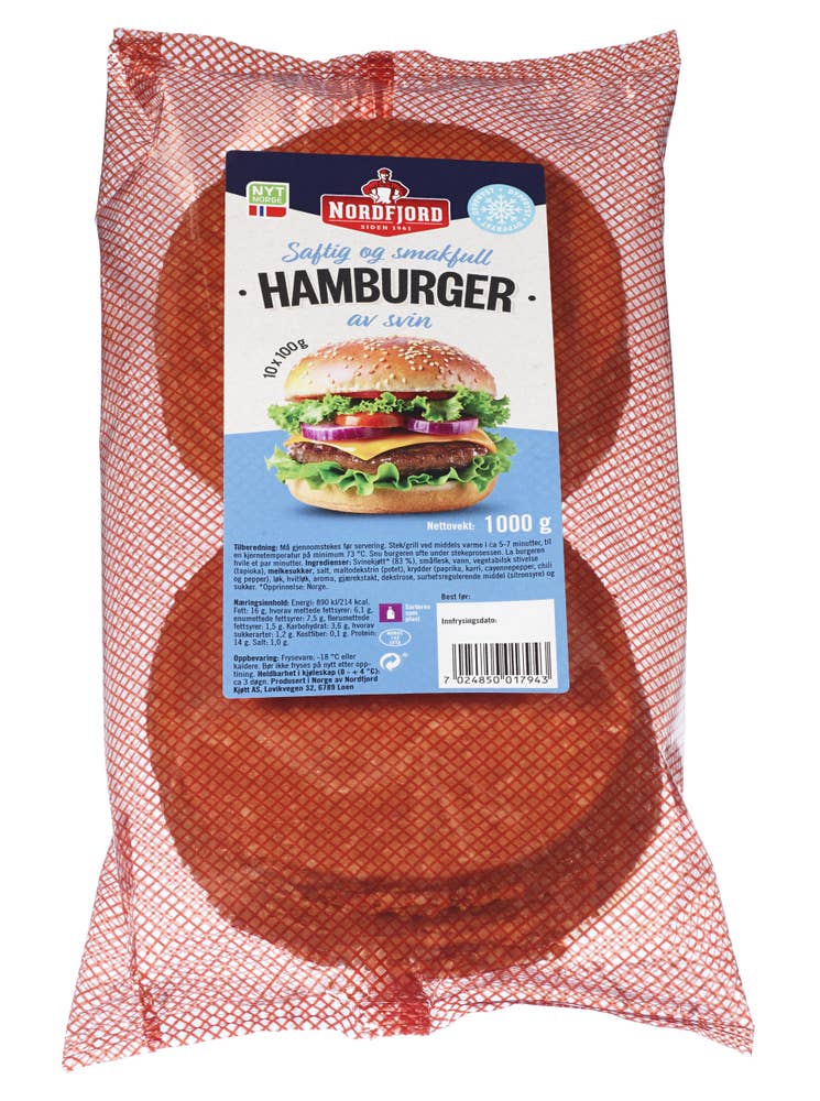 Nordfjord Hamburger av svin Fryst