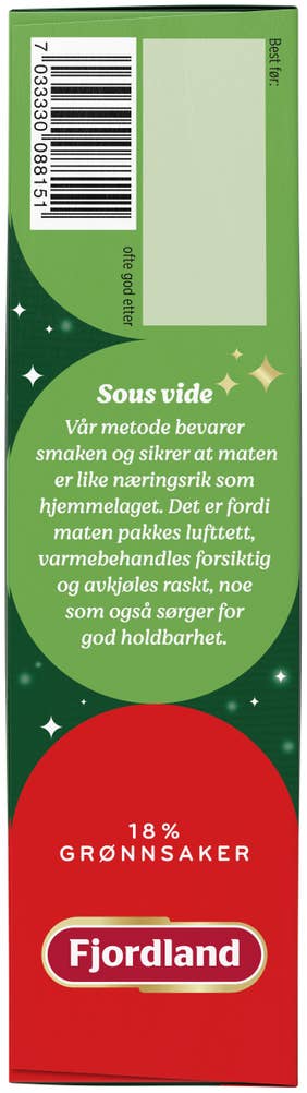 Fjordland Kalkunbryst I fløtesaus med rødkål og poteter