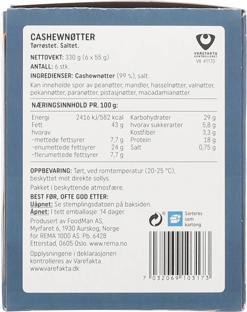 R Cashewnøtter 6x55g