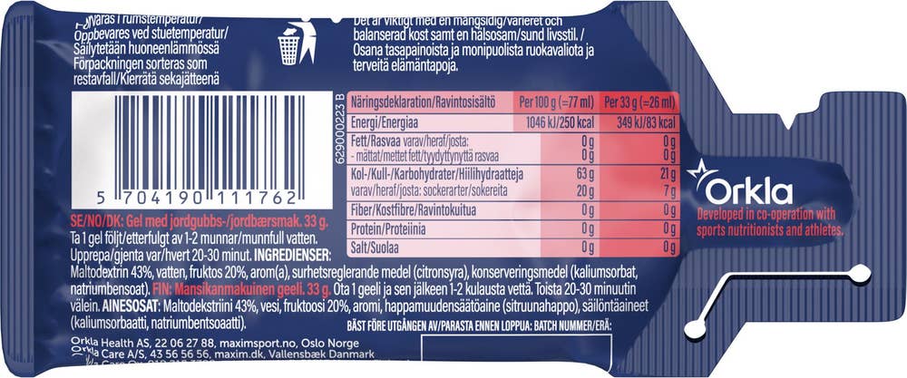 Maxim Instant Energy gel Jordbærsmak